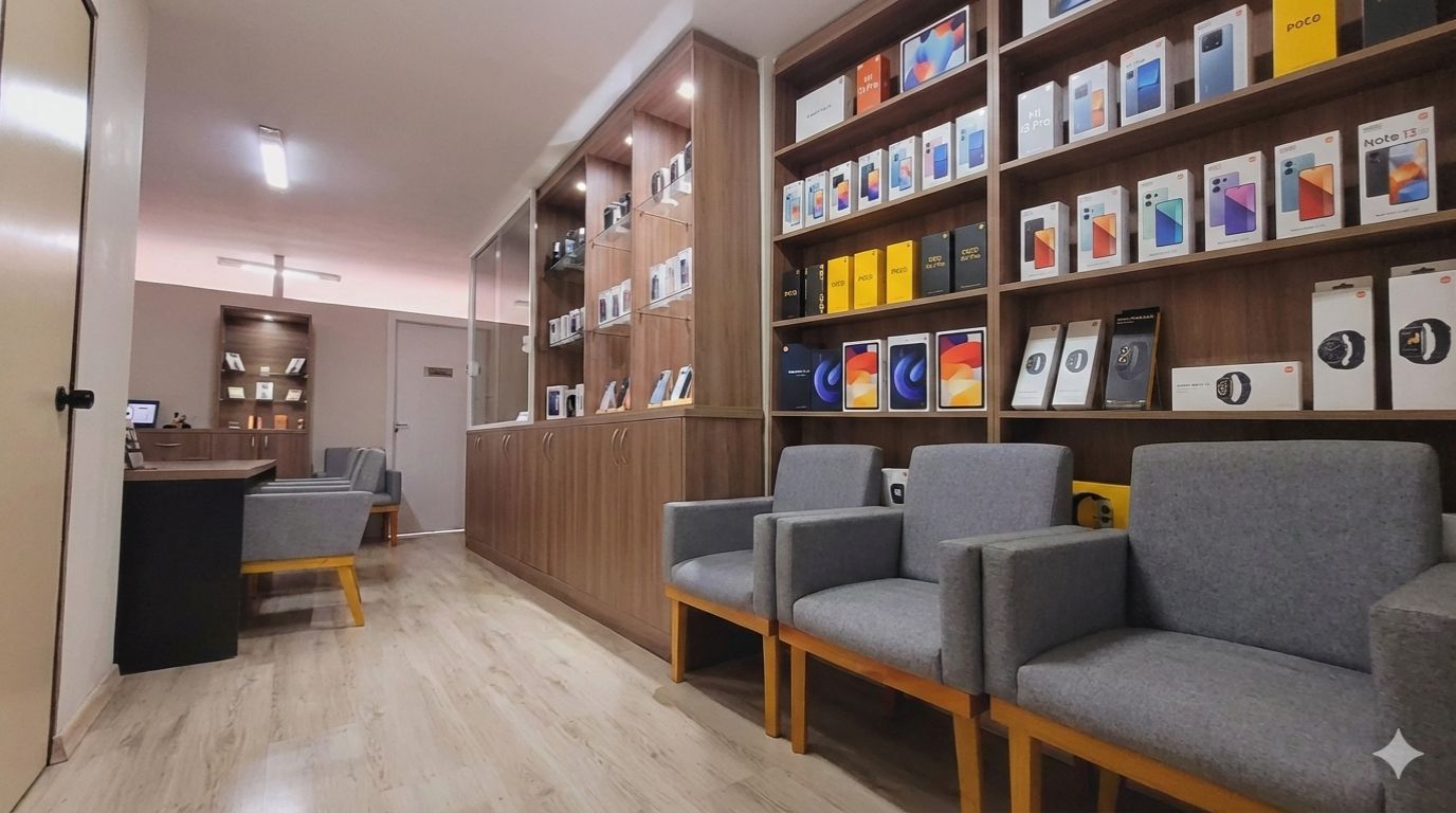 Sala de espera confortável da Shopcell Curitiba